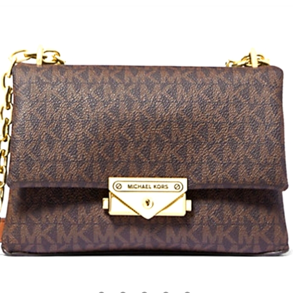 Michael Kors Brown Cece Small Logo Shoulder Bag NWT - Picture 1 of 11